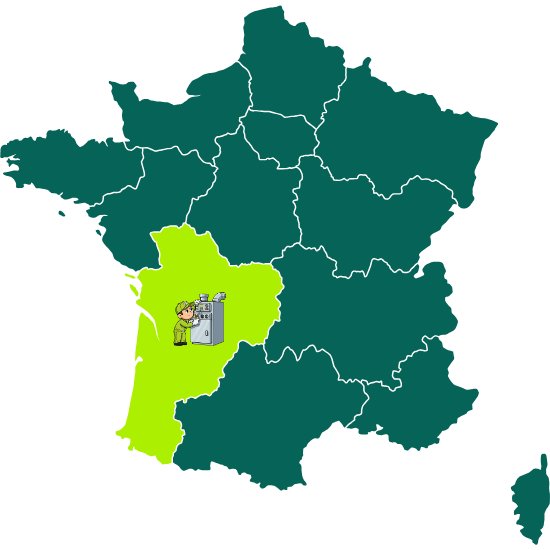 Carte de la région Nouvelle-Aquitaine